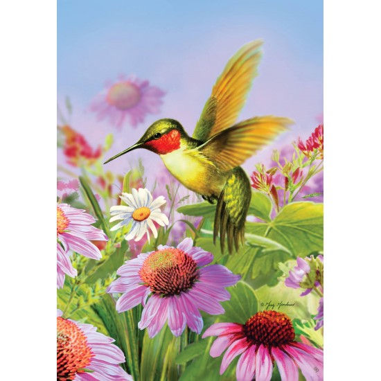 Hummingbird Cone Flowers-Fine Art Flag by Gregg & Co llc